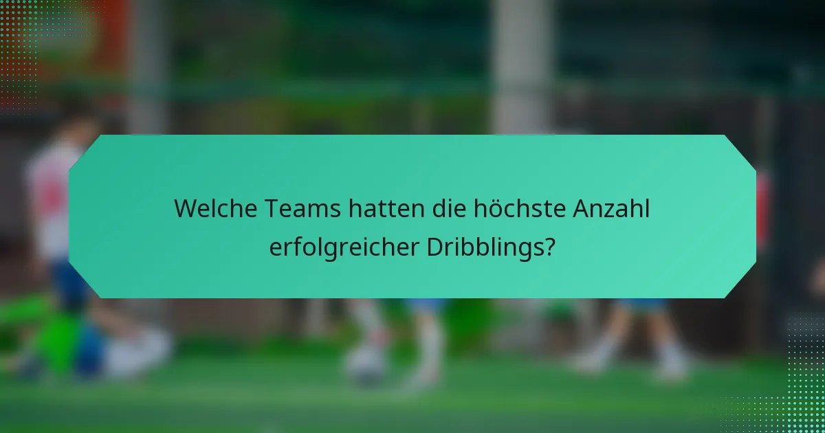 Welche Teams hatten die höchste Anzahl erfolgreicher Dribblings?